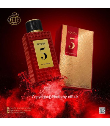 مشاهده قیمت و خرید ادکلن زنانه و مردانه فراگرنس ورد رژ 5 Fragrance World Rouge 5 حجم 100 میلی لیتر |